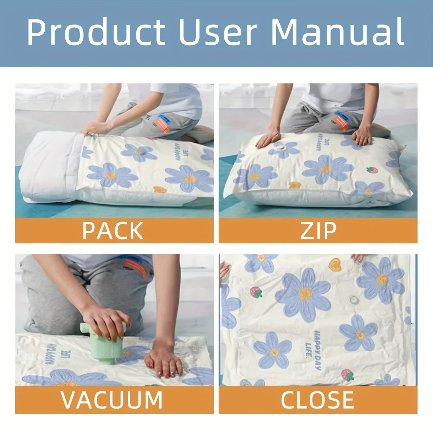 4/6pcs Vacuum Compression Storage Bags – Sealed Organizer for Clothes, Blankets & Travel Wardrobe Essentials