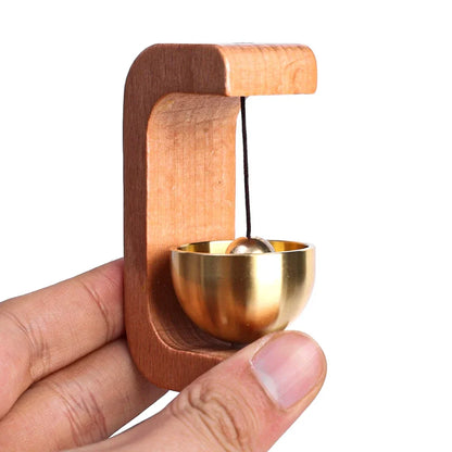 Magnetic Wooden Doorbell - Solid Brass Wind Chimes, Wireless Hanging Doorbell, Japanese Style Garden Pendant & Home Decor