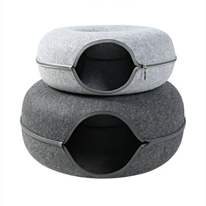 Cat Tunnel Bed & Interactive Toy: Felt Pet House for Cats, Large Exercising Toy with Removable Villa - Fun & Comfort for Kittens