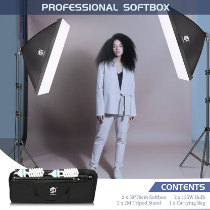 30W-40W Photography Softbox Lighting Kit – 50x70CM Continuous Soft Light for Studio and Portrait Shooting