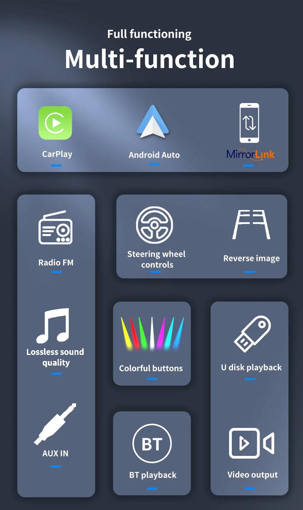 Android 13 Car Radio — 7/9/10" 2-DIN GPS Multimedia Player with 64GB, Wireless CarPlay & Android Auto