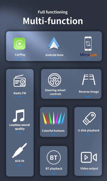 Android 13 Car Radio — 7/9/10" 2-DIN GPS Multimedia Player with 64GB, Wireless CarPlay & Android Auto