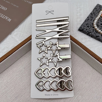 Silver Metal Hair Clips for Women & Girls | Y2K Duckbill Hairpin, Bangs Side Barrettes