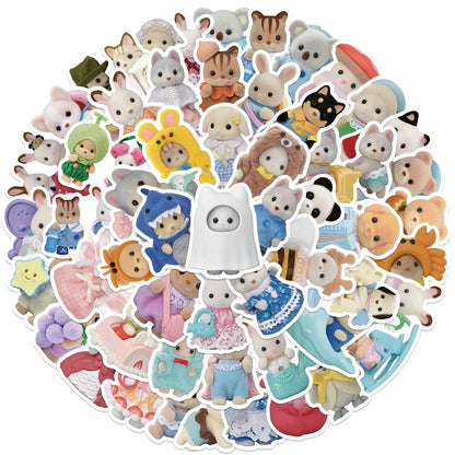 10/30/55pcs Kawaii Calico Critters Stickers — Waterproof Cartoon Decals for Laptops, Scrapbooks & Kids’ Cute Sticker Decor