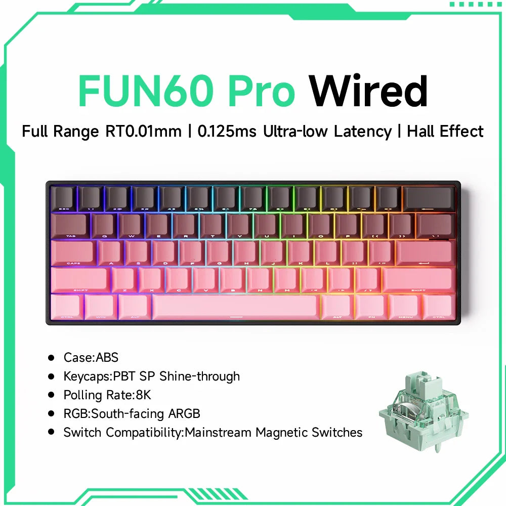 Akko MonsGeek FUN60 60% Mechanical Gaming Keyboard – Magnetic Switch, 8K Rapid Trigger, ARGB HE/TMR Custom Keyboard