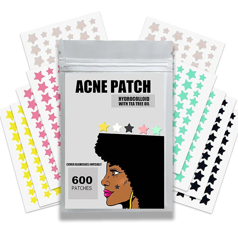 300/600/1200pcs Star Pimple Patches – Colorful Invisible Acne Spot Stickers for Skin Care and Face Concealer
