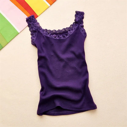 Women’s Summer Bodycon Sleeveless Tank Top – Sexy Lace Patchwork Slim Fit Camisole Vest Casual Fashion Tee Top