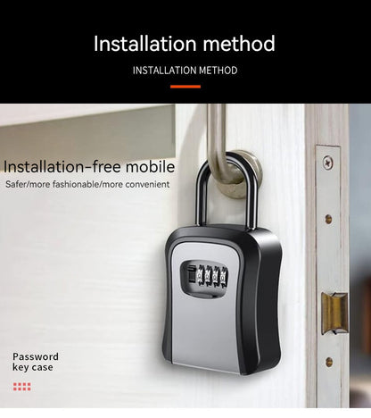 4 Digit Outdoor Password Key Box with Waterproof Steel Wire Hanging Hook - Free Installation & Extended Locking Storage
