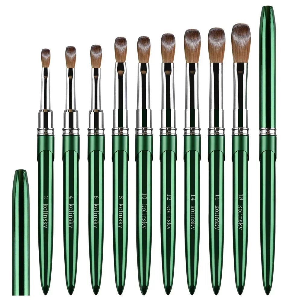 Kolinsky Acrylic Nail Brush — 100% Pure Metal Handle, Sizes 2-18 High-Quality Nail Tool