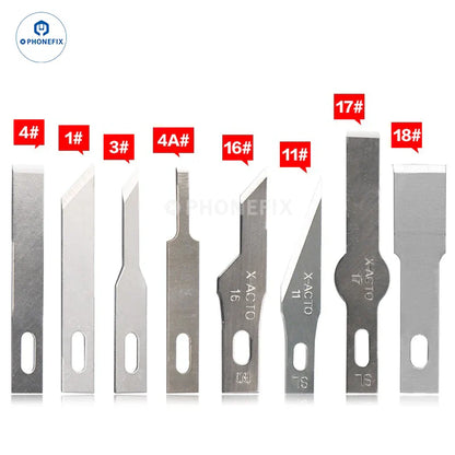 10pcs Precision Scalpel Knife Blades – #4A #11 #18 Non-Slip Metal Craft Replacement for Engraving, PCB Repair, DIY Tools
