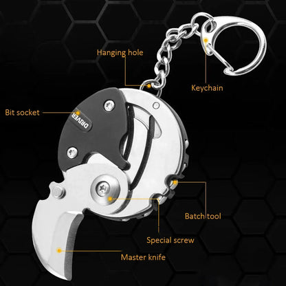 Multifunctional Hexagon Keychain Tool – Mini EDC Screwdriver, Folding Coin Knife & Pocket Gear for Outdoor Use
