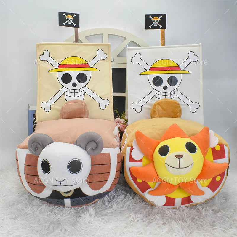 One Piece Plush Ship Toy — Thousand Sunny & Going Merry Soft Pillow for Kids, 21/37CM Birthday Gift