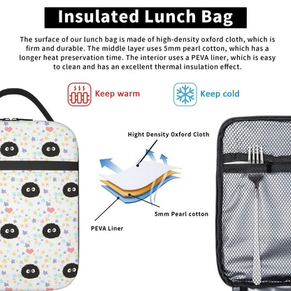 Totoro Miyazaki Anime Insulated Lunch Tote Bag – Portable Thermal Cooler for School & Office