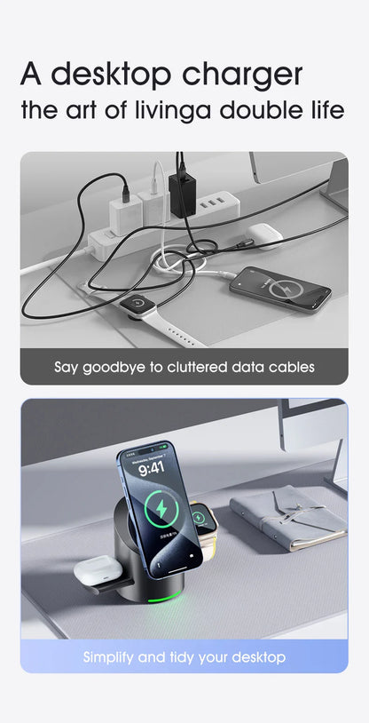 Truly Qi2 3-in-1 MagSafe Magnetic Touch Wireless Charger — Fast Charging Dock for iPhone, Android, Apple Watch & AirPods