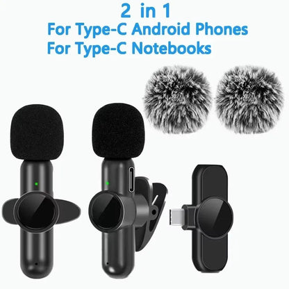 Wireless Lavalier Microphone - Noise Reduction Clip-On Mic for iPhone iPad Recording Live Stream YouTube & Facebook