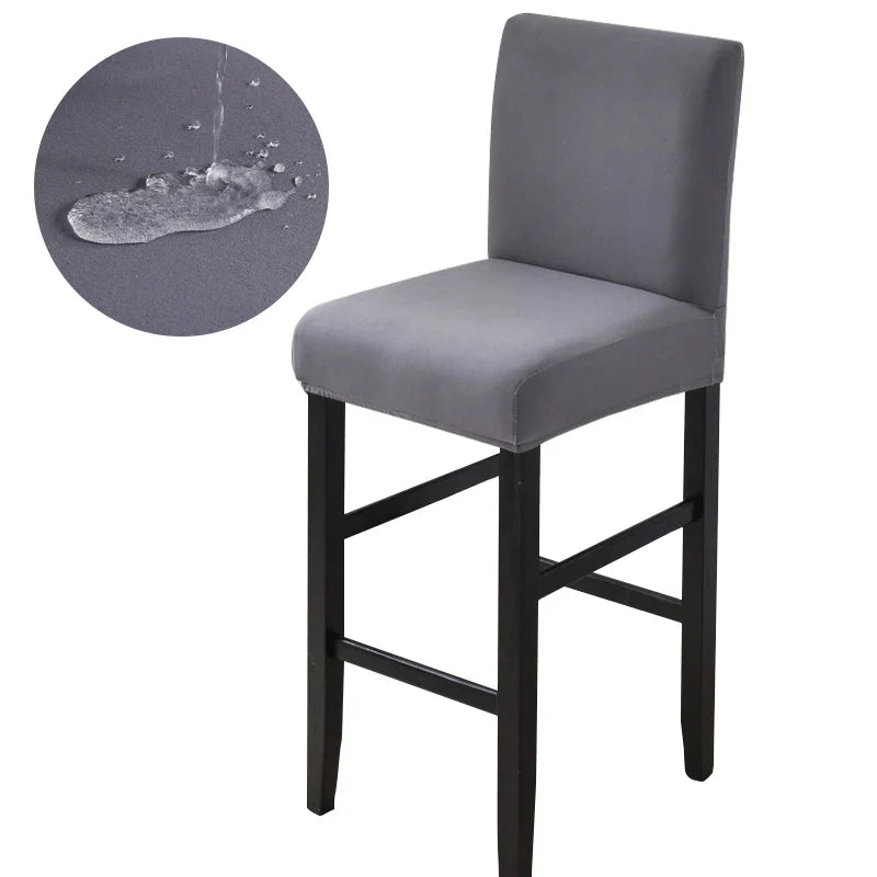 Waterproof Bar Stool Covers - Stretch Short Back Chair Protector Covers for Kitchen Dining Room Cafe Counter Height Seats