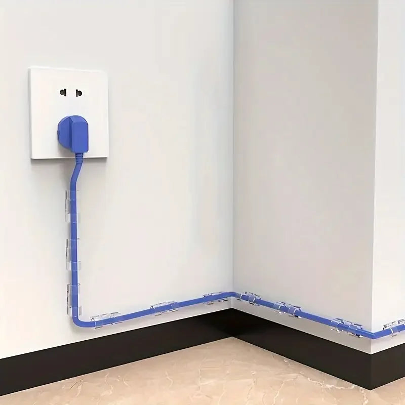Clear Adhesive Cable Clips - Transparent Wall & Desk Cord Holders for Cable Management