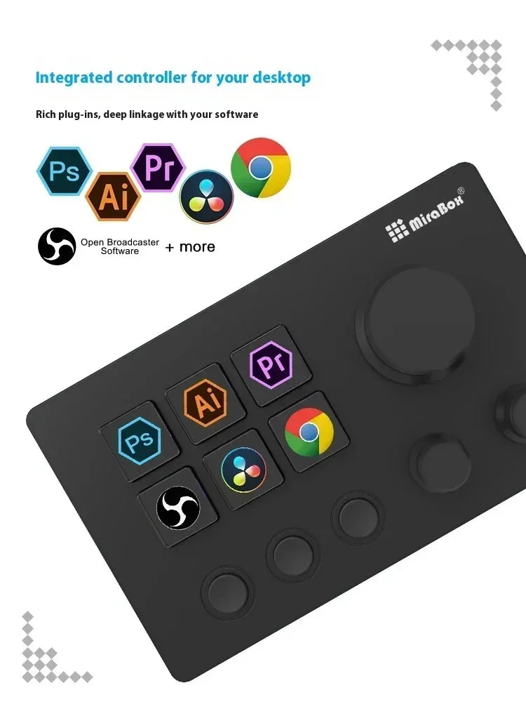 Mirabox N3 Streamdeck Keypad – Custom Macro Mini Keyboard with Screen & Knob Visual Desktop Console