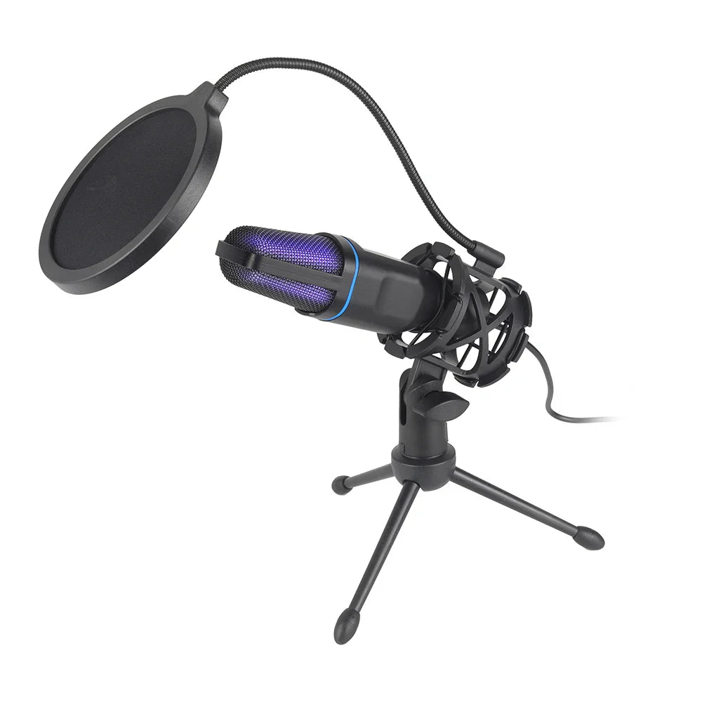 USB RGB Microphone – Condenser Gaming Mic for Podcast, Studio Recording & Streaming on Laptop/PC