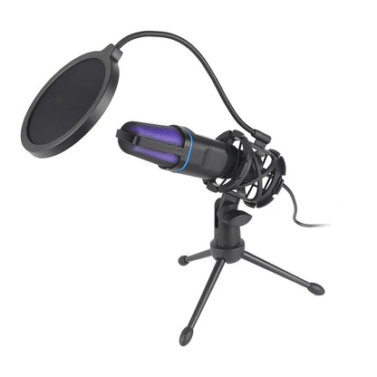 USB RGB Microphone – Condenser Gaming Mic for Podcast, Studio Recording & Streaming on Laptop/PC