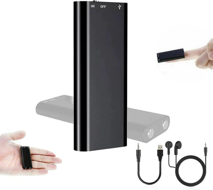 8GB/16GB Ultra-Slim Mini Voice Recorder — Professional Digital Audio Recorder with Voice Activation, Noise Reduction & MP3 Player