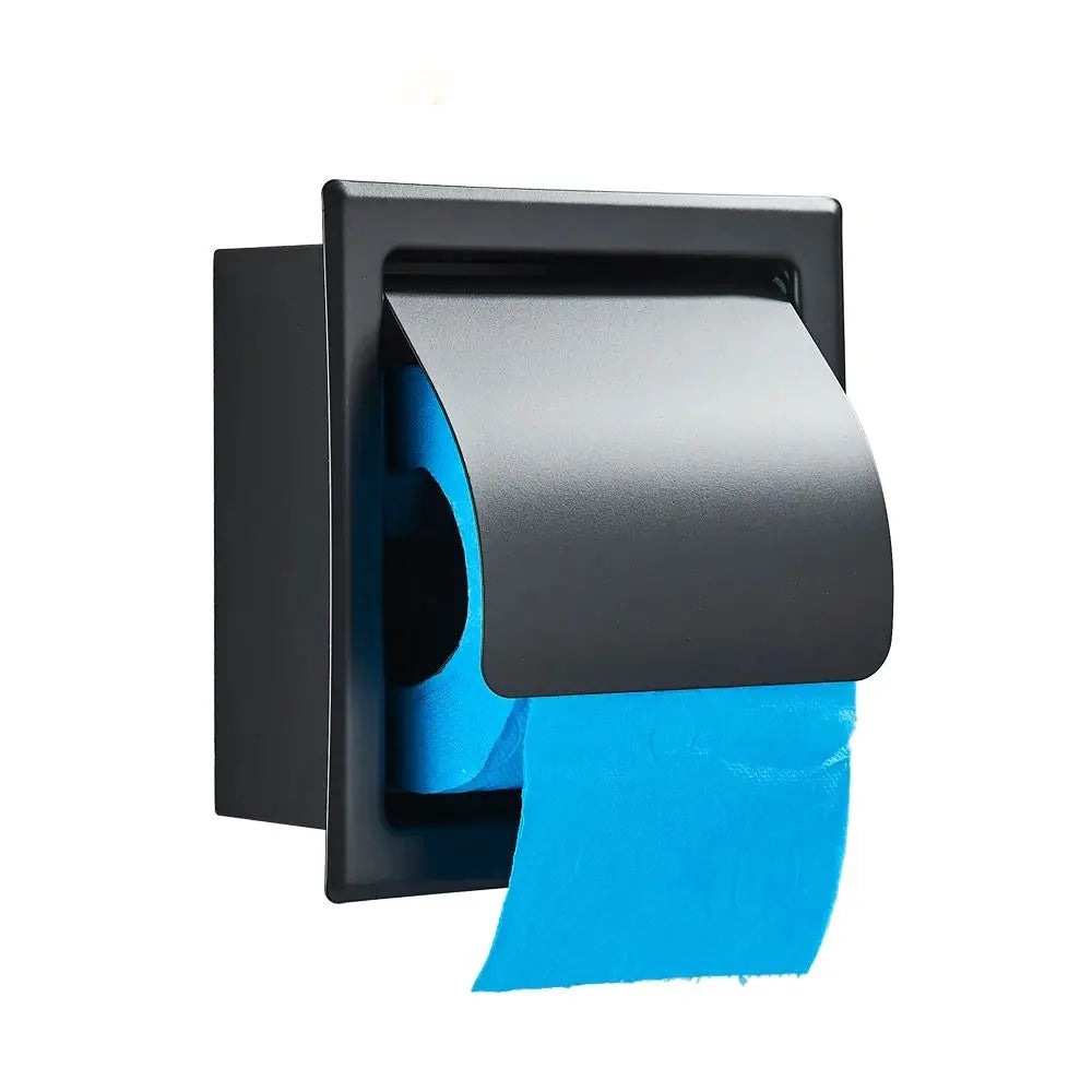 Onyzpily Bathroom Toilet Paper Holder | Chrome Finish Stainless Steel Tissue Box Holder, Wall Mounted, Black & Chrome