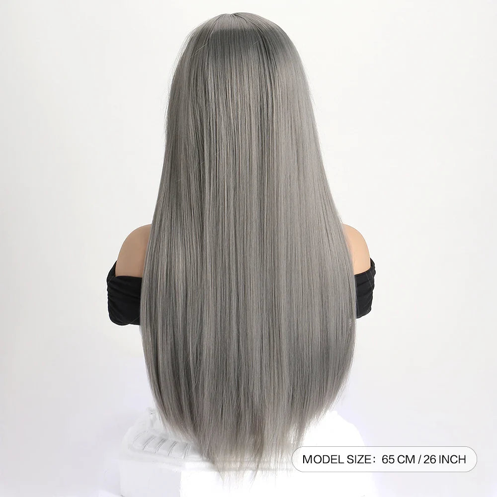 26" Long Straight Synthetic Wig – Fashion Color Wig for Women, Daily Wear, Halloween Costume, Party & Cosplay