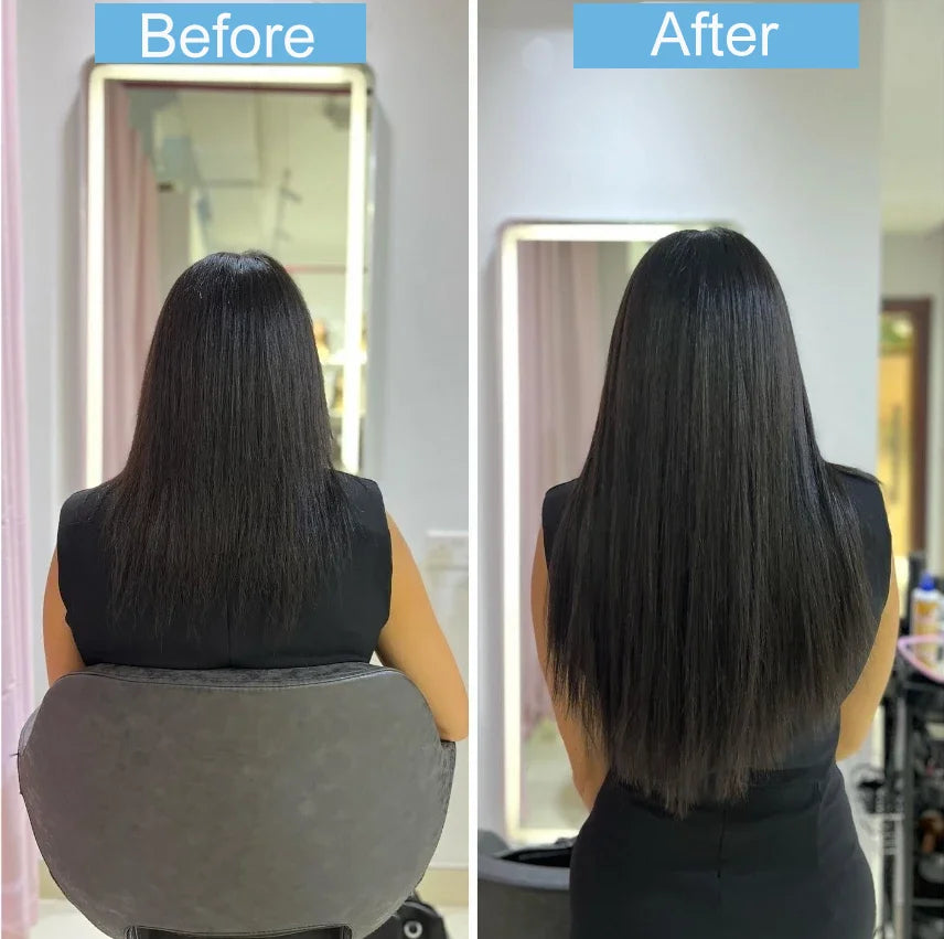 Kinky Straight Clip-In Hair Extensions – 100% Real Human Hair, Natural Black, 8 Pcs/120g, Full Head Brazilian Remy
