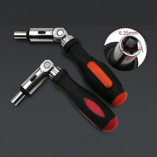 Multi-Function Ratchet Screwdriver – 0-180° Adjustable Angle, Left/Right Turn, 1/4 Inch Hex Interface