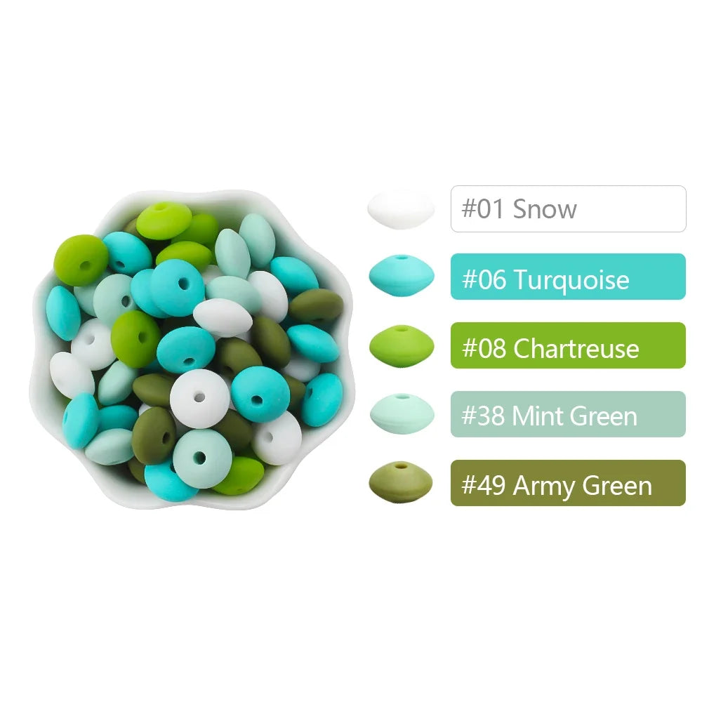 100/50/20Pcs Silicone Lentil Beads - 12mm BPA Free Loose Spacer Beads for DIY Jewelry Making Bracelets Necklaces Keychains