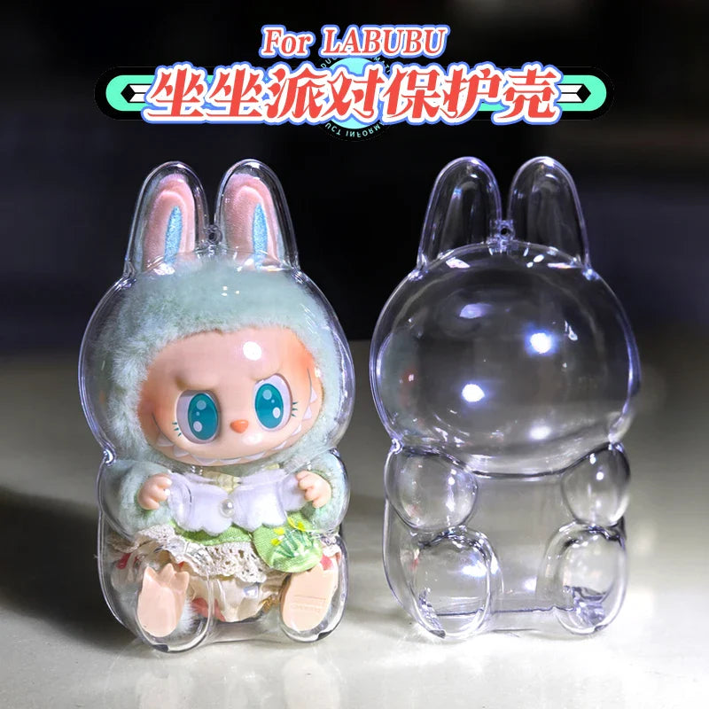 V1 V2 Labubu Protective Cover - 17cm Cotton Doll Sitting Bag, Transparent Dustproof Plush Doll Storage