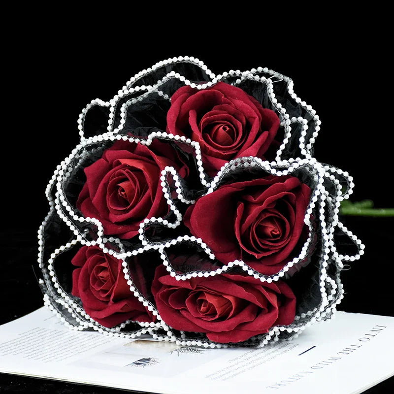 Tulip & Rose Pearl Mesh Tulle Roll — Flower Bouquet, Bobo Balloon, Birthday, Wedding & Anniversary Gift Wrapping