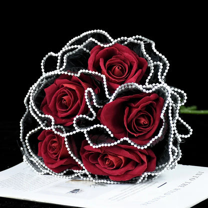 Tulip & Rose Pearl Mesh Tulle Roll — Flower Bouquet, Bobo Balloon, Birthday, Wedding & Anniversary Gift Wrapping