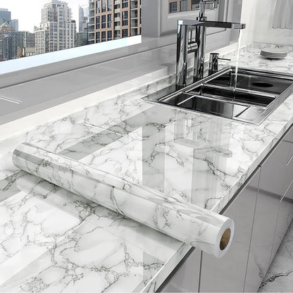 40cm PVC Marble Wall Sticker - Waterproof Oil-Resistant Self-Adhesive Kitchen Decor