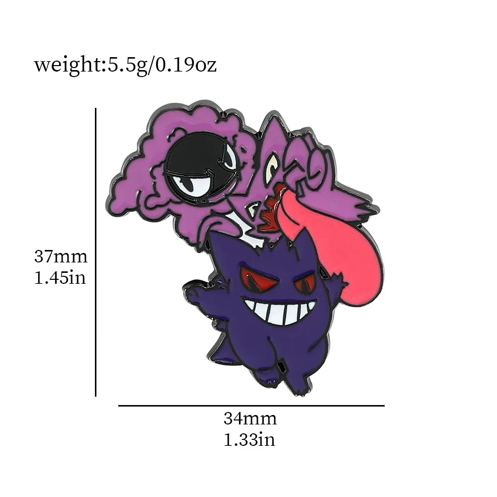 Gengar Cartoon Enamel Brooch — Anime Lapel Pin for Backpack Accessories, Fan Collection & Jewelry Gift
