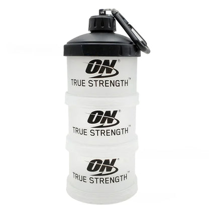 3-Layer Portable Protein Powder Box – Funnel & Handle for Fitness Supplements, Snacks & Medicine