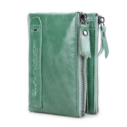 CONTACT'S Genuine Leather Short Wallet for Women — Luxury Designer Card & Coin Holder, Mini Money Clip Wallet with Free Shipping