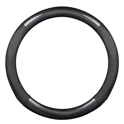 Universal Carbon Fiber Leather Steering Wheel Cover — 3D Anti-Slip, Stylish Car Accessory