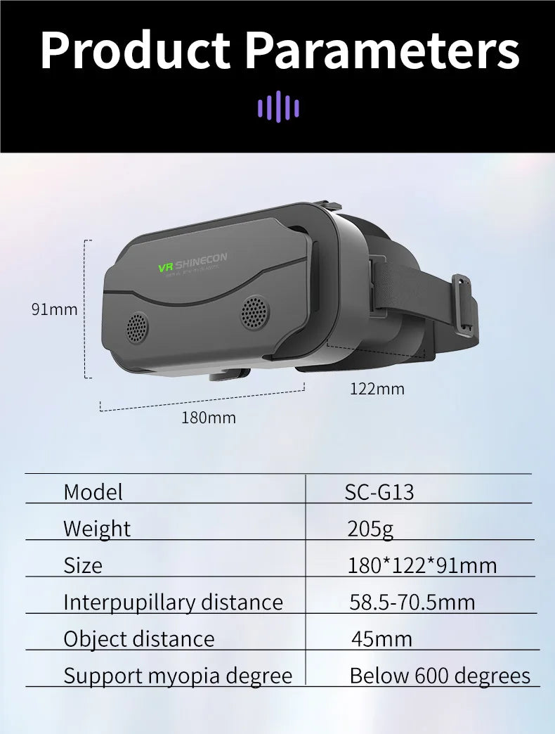 VR Glasses Virtual Reality Headset – 3D Lenses Smart Goggles for Smartphones, Mobile Game Accessory