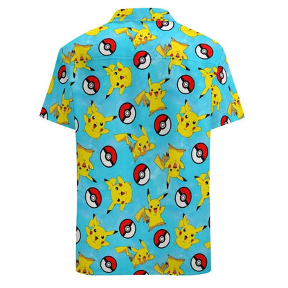 Summer Men's Short Sleeve Shirt – Cute Animal Print, Open Button Lapel, Comfortable Casual Top