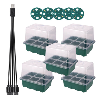 LED Grow Light with 6/12-Hole Seed Starter Trays — Indoor Plant Germination & Seedling Growing Box