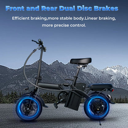 LELEKUAI 500W Folding Electric Bike for Adults – 20 MPH, 48V 10.4Ah Removable Battery, 14-Inch E-Bike with Multi-Shock Absorption