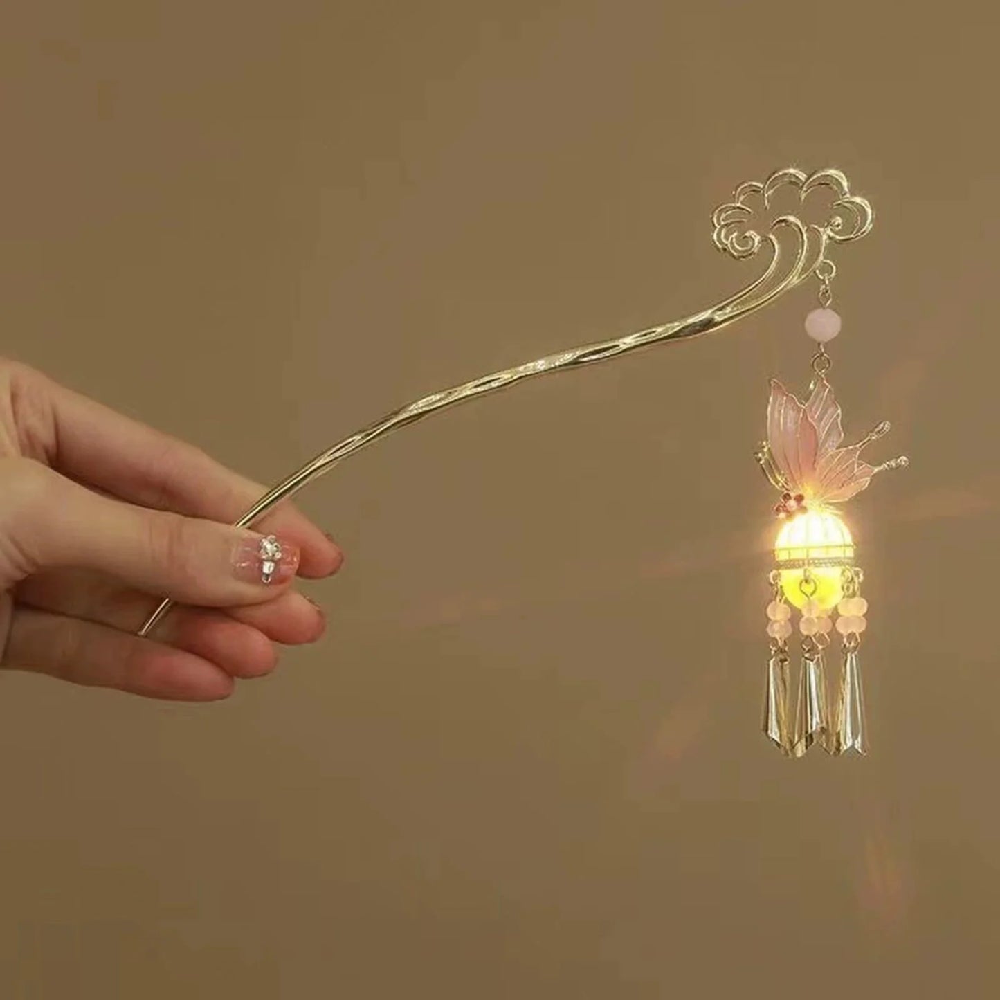 Luminous Antique Lantern Hairpin - Palace Tassel Hair Stick Jewelry for Women, Hanfu, Weddings and Parties