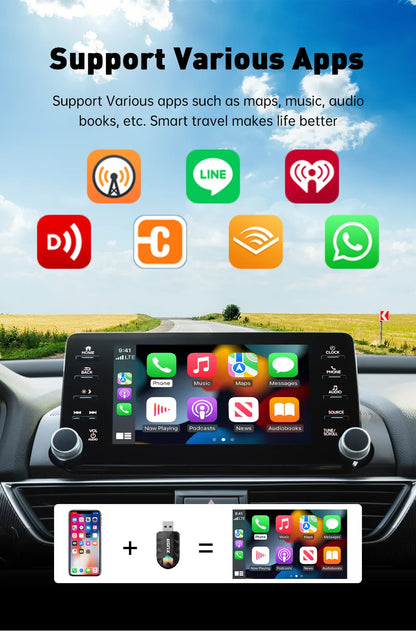 XUDA 2-in-1 Wireless CarPlay & Android Auto Mini Box - Plug & Play, Automatic Connection for 99% of Cars