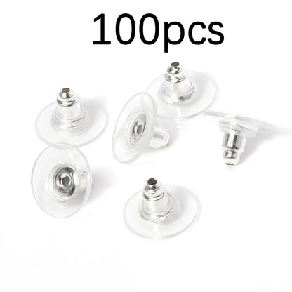 100-200PCS Rubber Earring Backs & Fishhook Ear Stoppers for Jewelry Making and DIY Earring Repairs