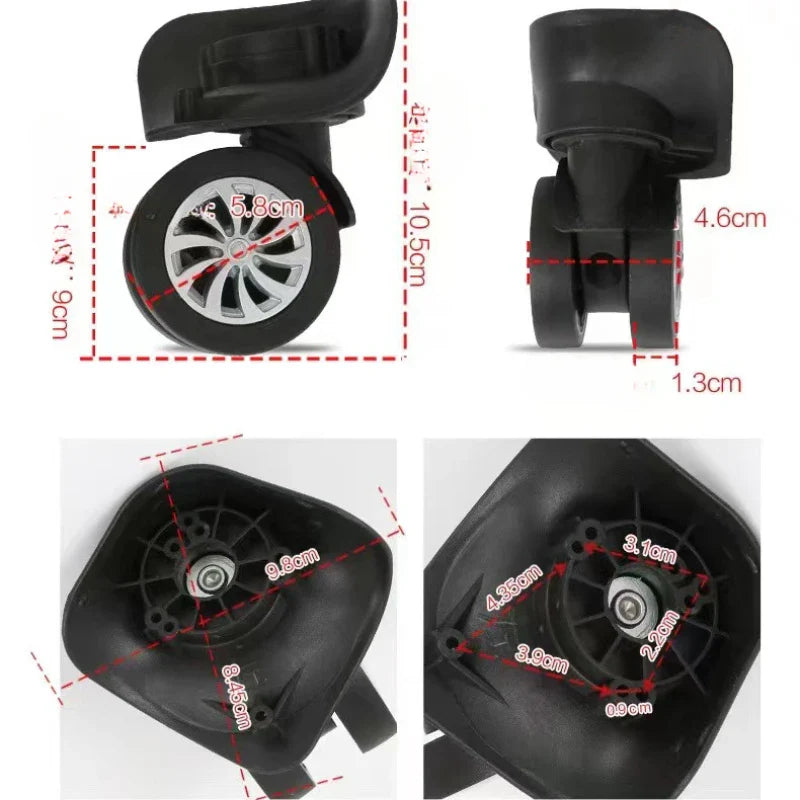Universal 360° Swivel Suitcase Wheels — Replacement Trolley Luggage Wheels
