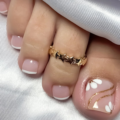 24pcs Black Glossy Press-On Toenails – Full-Cover Square Fake Nails for Women & Girls