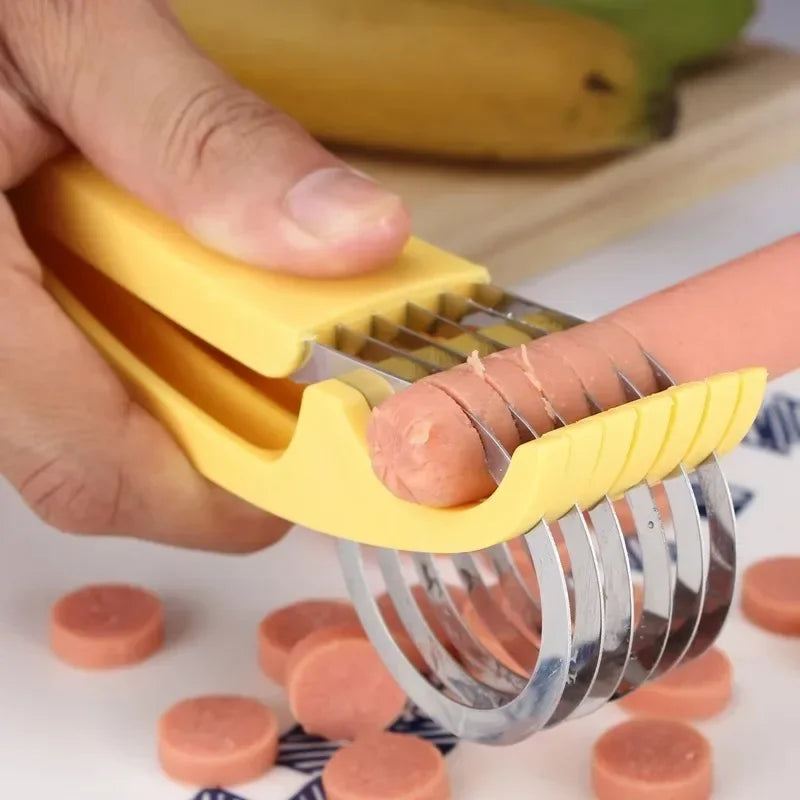 Stainless Steel Kitchen Accessories: Banana & Fruit Slicer, Vegetable & Sausage Cutter - Salad & Sundae Cooking Tools