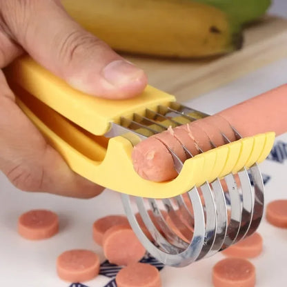 Stainless Steel Kitchen Accessories: Banana & Fruit Slicer, Vegetable & Sausage Cutter - Salad & Sundae Cooking Tools