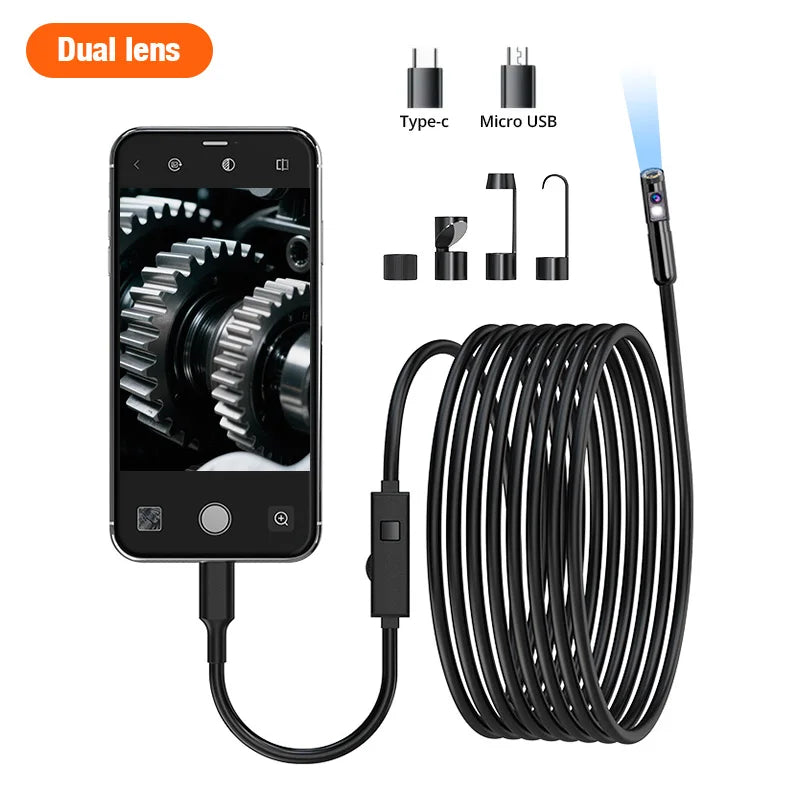 KERUI Endoscope Camera – Single/Dual Lens Borescope with LED, IP67 for iPhone, iPad, Android & Type-C Inspection